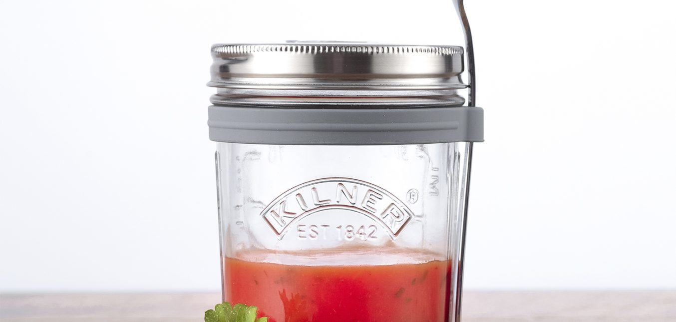 KILNER - Suppenglas (350 ml) mit Edelstahldeckel und Löffel