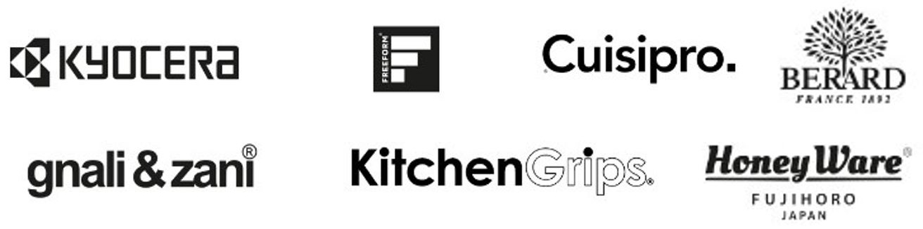 Kyocera, Freeform, Cuisipro, Bérard, gnali&zani, Kitchen Grips, HoneyWare Logos